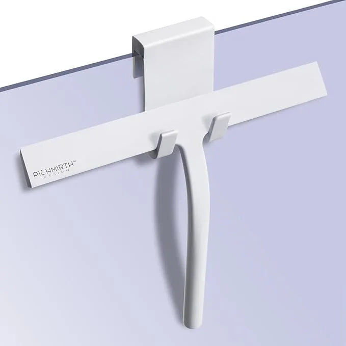 Shower Squeegee with Silicone Hook, 11" Inch Width All Purpose Squeegee Wiper for Shower Glass Doors Bathroom Mirror Tiles Car Window Cleaner Tool - White - NeatNest