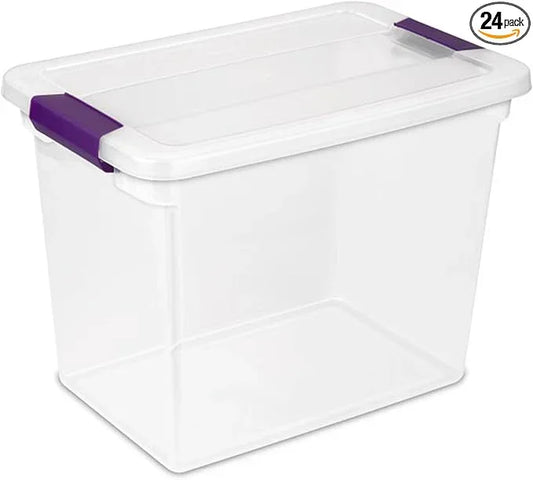Sterilite 24-Pack 27 Quart ClearView Latch Box, Stackable Organizer Bins with Latching Lids - Clear Plastic Organization Containers for Closet, Bedroom, Shelving Units and Everyday Home Storage - NeatNest