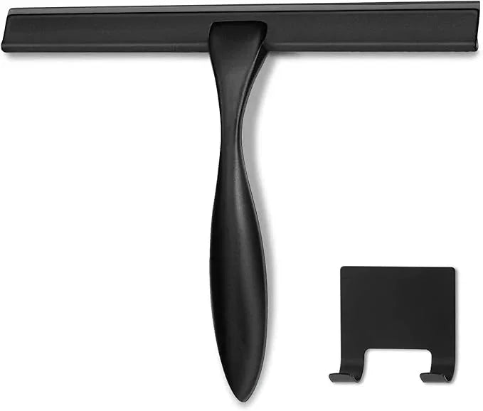HIWARE All-Purpose Shower Squeegee for Shower Doors, Bathroom, Window and Car Glass - Black, Stainless Steel, 10 Inches - NeatNest