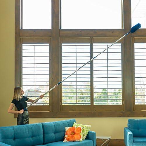 Extendable Microfiber Duster Extension Rod | Ceiling Fan Duster 20 Foot Reach | Cobweb 3-Stage Aluminum Telescoping Pole | Lightweight Webster Telescoping Cleaning Tool | U.S. Duster Co. - NeatNest