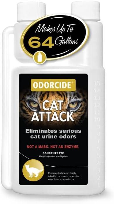 Odorcide Cat Attack Concentrate Odor Eliminator - Cat Urine Remover for Carpet & Upholstery - Litter Box Odor Eliminator - 16 oz - NeatNest