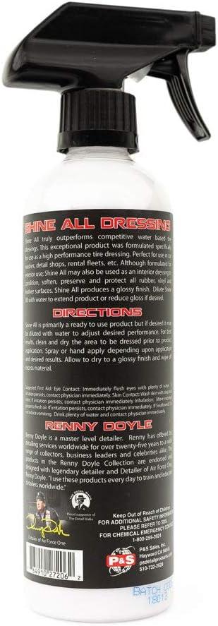 P&S Professional Detail Products Shine All Performance Dressing – High Gloss Tire & Trim Dressing – Water-Based, Interior/Exterior Use on Rubber, Vinyl & Leather – Pro Detail Finish - 1 Pint - NeatNest