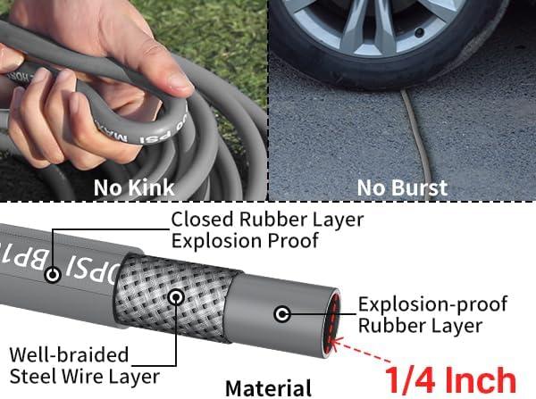 Pressure Washer Hose 100ft 4200PSI with 3/8 Quick Connect, 1/4 Commercial Grade Steel Wire Braided Kink Resistant Power Washer Extension Hose, Flexible Replacement Hose Adapter Set - NeatNest