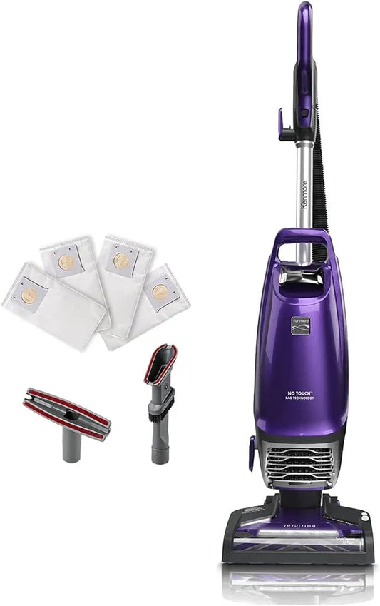 Kenmore BU4018 Intuition Bagged Upright Vacuum Lift-Up Carpet Cleaner 2-Motor Power Suction with HEPA Filter,3-in-1 Combination, Upholstery Tool for Hardwood Floor, Pet Hair, Purple - NeatNest