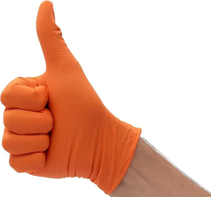 DENCO DISTRIBUTING, INC. Griptensity Orange Diamond Texture Nitrile Gloves - 8MIL - Industrial - Hi-Vis - 1000 Per Case - NeatNest
