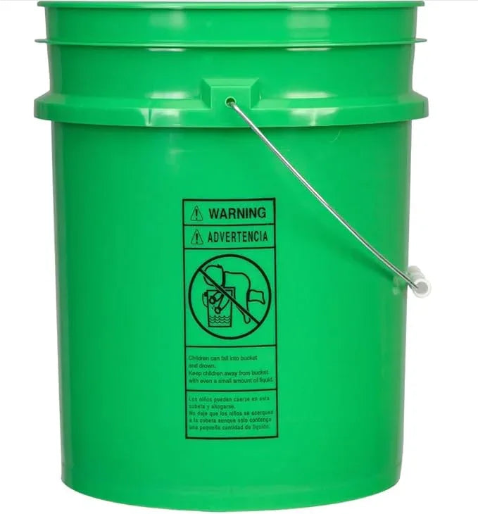 House Naturals 5 Gallon Food Grade Plastic Bucket with Air Tight Screw on Lid Made in USA Container (Green Bucket with Clear Lid) - NeatNest