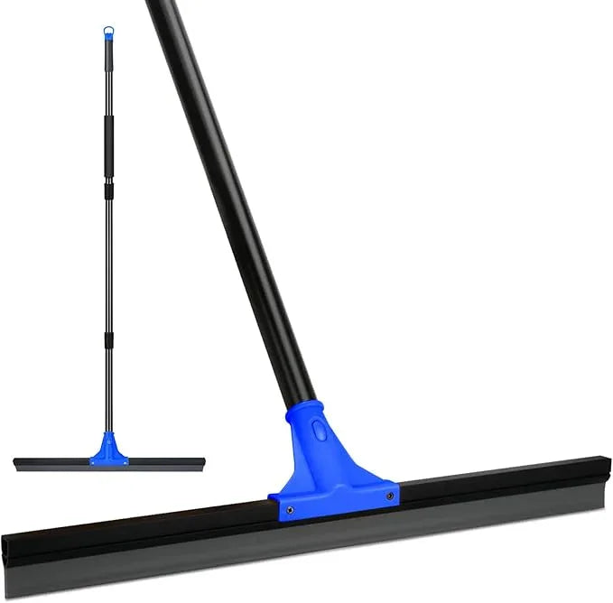 Floor Squeegee for Concrete and Tile Cleaning, 24'' Rubber Wiper Broom, Large Heavy Duty Water Scraper with 60'' Long Handle for Garage, Deck, Bathroom, Shower Glass, Window - NeatNest