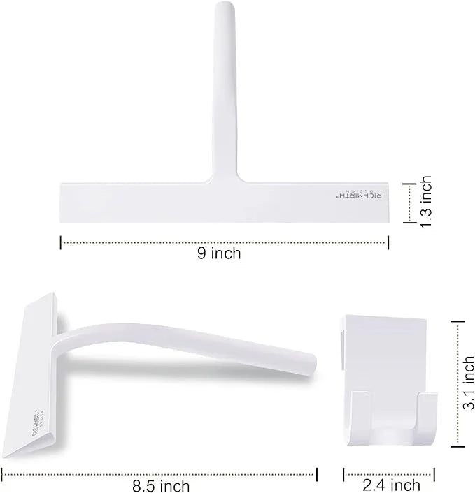 Shower Squeegee 9" with Silicone Hook - All Purpose Squeegee for Shower Glass Door Mirrors Bathroom Tiles Car Windows Glass Door Blade Showers - White - NeatNest
