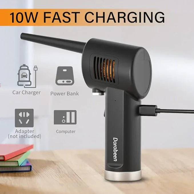 DOROBEEN Compressed Air Duster, Cordless Portable Rechargeable Compressed air, 33000 RPM Electric Air Duster for Computer Keyboard Electronics Cleaning, Built-in Battery Electronic Blower (Black) - NeatNest