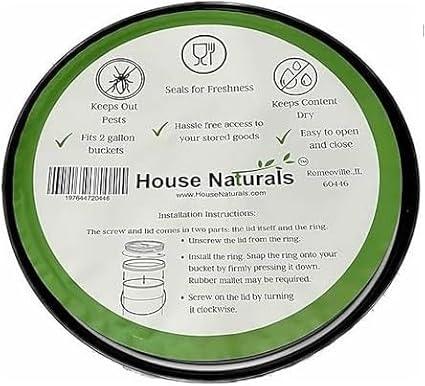 House Naturals 2 Gallon White Bucket with Screw on Lid - Pack of 3 Made in USA contrainers (White Buckets with Aqua Lids) - NeatNest