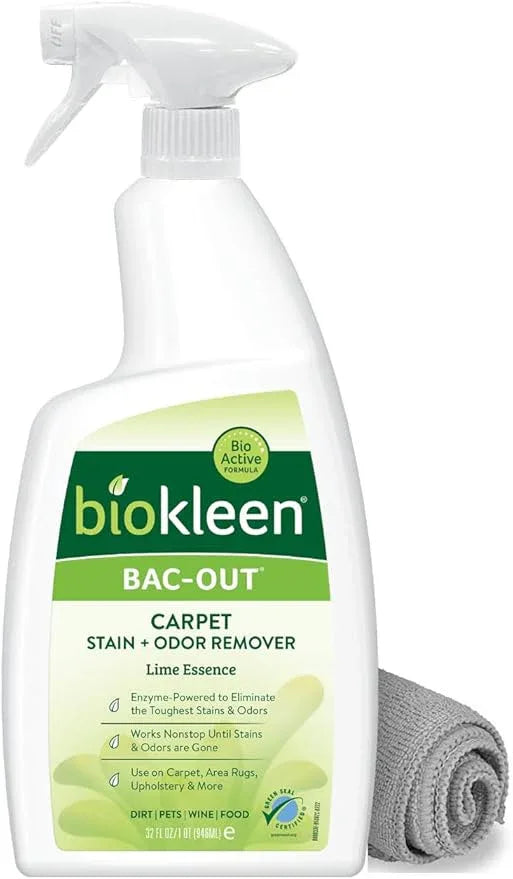Biokleen Bac-Out Stain Remover for Clothes & Carpet - 32 Ounce - Natural, Enzymatic, Destroys Stains & Odors Safely, for Pet Stains, Laundry, Diapers, Wine, Carpets, Eco-Friendly, Plant-Based - NeatNest