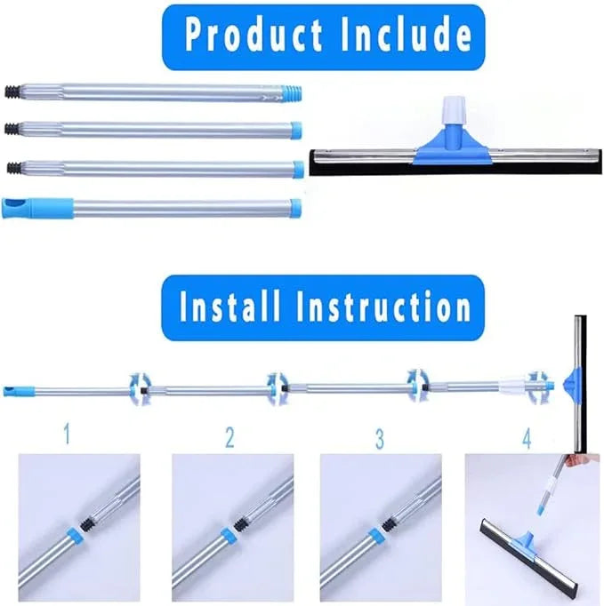 YONILL Floor Squeegee for Concrete Floor - 50" Squeegee Broom with Long Handle for Tile Floor, Heavy Duty Foam Floor Water Wiper for Garage, Shower, Kitchen, Windows, Glass, Carpet and Pet Hair - NeatNest