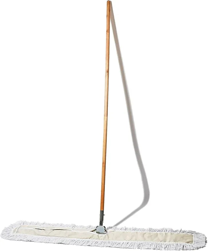 Commercial Dust Mop & Floor Sweeper, 48 in. Dust Mop for Hardwood Floors, Cotton Mop Head, Wooden Broom Handle, Industrial Dry Mop for Floor Cleaning & Janitorial Supplies - NeatNest