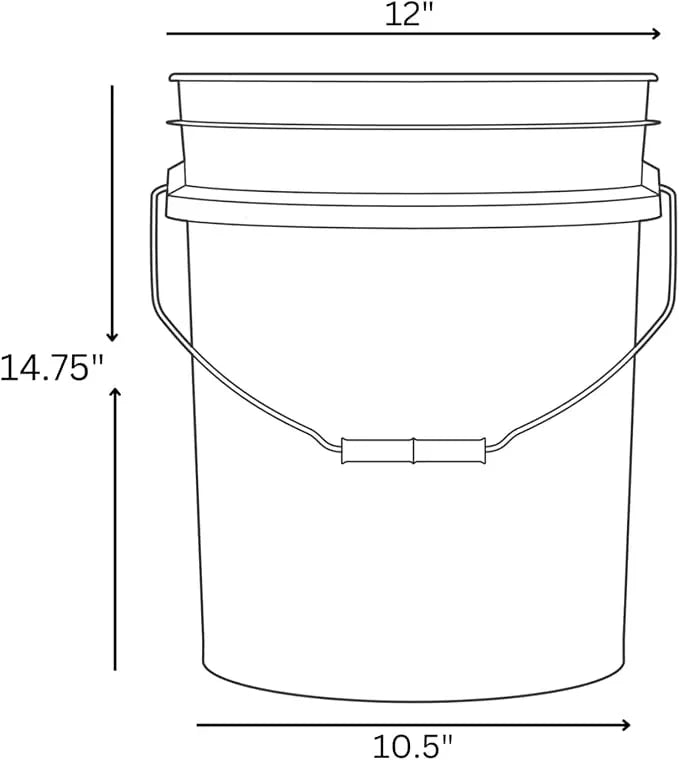 House Naturals 5 Gallon Bucket Pail with Air Tight White Screw on Lid - Food Grade-BPA Free - (Pack of 2) - Made in USA Buckets - NeatNest