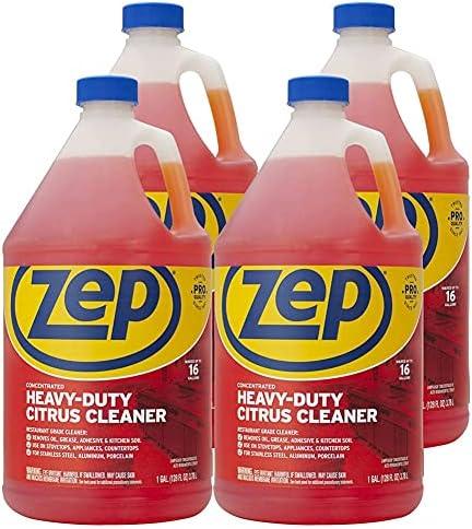 Zep Heavy-Duty Citrus Degreaser Cleaner Concentrate - 1 Gallon (Case of 4) ZUCIT128 - Restaurant Grade Degreaser and Cleaner Removes Oil, Grease, Adhesive, and Kitchen Soil on Stovetops, Appliances - NeatNest