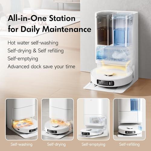 Mova S20 Ultra Robot Vacuum and Mop Combo with Dual Roller Brush, 8300Pa Suction, 140℉ Hot Water Mop Self-Washing & Drying, Mop Auto-Lift for Carpet, Self-Empty, Self-Refilling, Voice & App Control - NeatNest