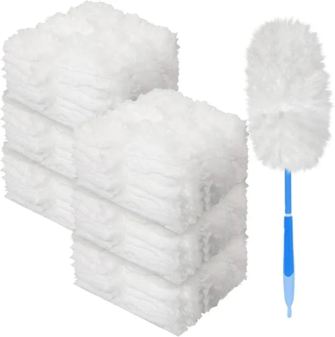 Vesici 300 Pcs Duster Refills Compatible with Swiffer Dusters Bulk Disposable Replacement Thickened with 1 Handle Heavy Duty for Cleaning, Office (White) - NeatNest