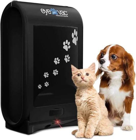 EyeVac Pet Touchless Vacuum Automatic Dustpan - Ultra Fast & Powerful - Great for Sweeping Cat Dog Pet Hair Food Dirt Kitchen, Corded Canister Vacuum, Bagless, Automatic Sensors, 1400 Watt (Black) - NeatNest