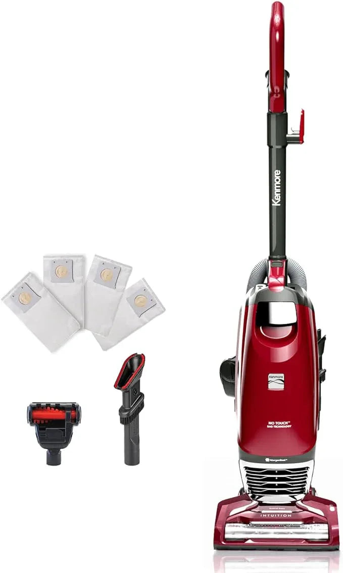 Kenmore BU3040 Intuition Bagged Upright Vacuum Lightweight Cleaner 2-Motor Power Suction with HEPA Filter, 3-in-1 Combination Tool, Handi-Mate for Carpet, Floor, Pet Hair, Red w/No Lift-up - NeatNest