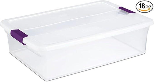 Sterilite 18-Pack 32 Quart ClearView Latch Box, Stackable Organizer Bins with Latching Lids - Clear Plastic Organization Containers for Closet, Bedroom, Shelving Units and Everyday Home Storage - NeatNest