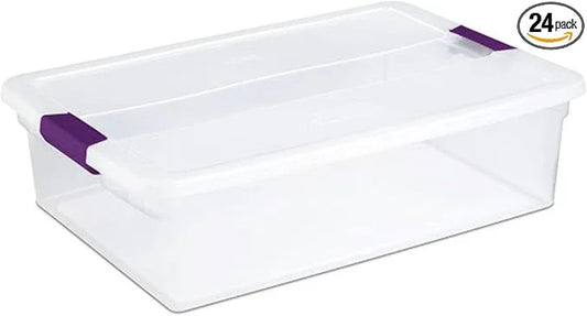Sterilite 24-Pack 32 Quart ClearView Latch Box, Stackable Organizer Bins with Latching Lids - Clear Plastic Organization Containers for Closet, Bedroom, Shelving Units and Everyday Home Storage - NeatNest