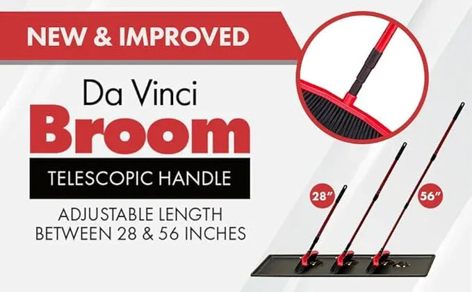 Da Vinci Curved Angle Broom & Dustpan Combo Pack (2) - Heavy Duty Broom for Indoor/Outdoor Sweeping, Steel Telescopic Handle, Durable PVC Bristles, Ideal for Pet Hair, Dust, Kitchen & Rough Surfaces - NeatNest