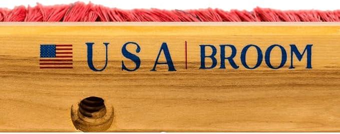 USA Broom 24" Soft Sweep Indoor Push Broom with 60" Handle. Ideal for Epoxy & Polished Floors. Durable American Made Steel Brackets-Stainless Steel Hardware. No Plastic. 100% Made in The USA - NeatNest
