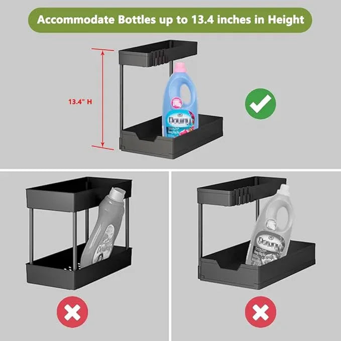 Under Sink Organizers and Storage, L-Shape Kitchen Bathroom Organization, 2-Tier Sliding Storage Under Bathroom Kitchen Sink Cabinet Organizer Shelf Pull Out ABS-2PC (White) - NeatNest