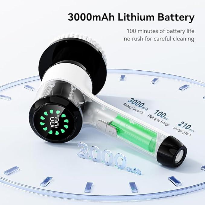Electric Spin Scrubber for Cleaning-2 Adjustable Speeds,8 Cleaning Brushes,Cordless Cleaning Tools, Shower Scrubber with Long Handle,Power Scrubbers for Cleaning Bathroom, Tile Tub - NeatNest