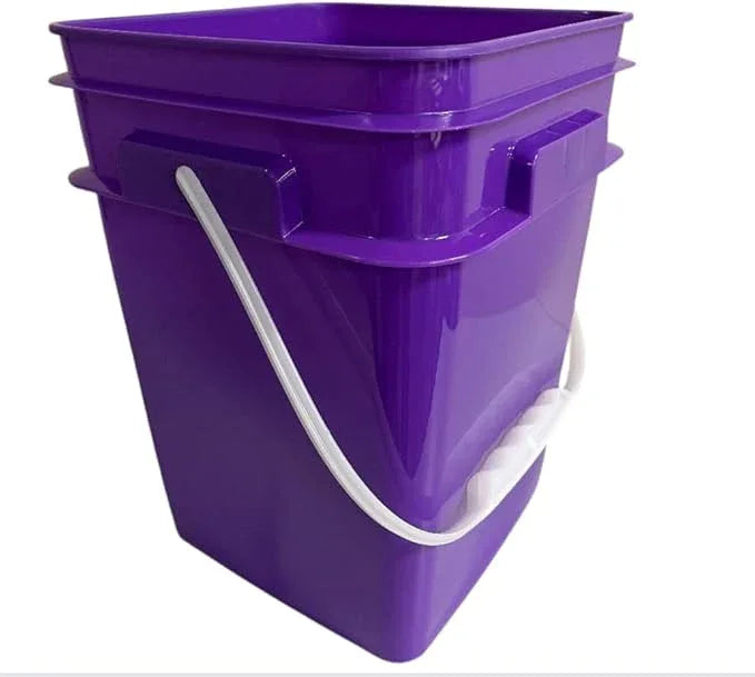 House Naturals 4 Gallon Square Food Grade Bucket Pail with Plastic Handles and Lid (Pack of 3) Made in USA containers (Purple) - NeatNest