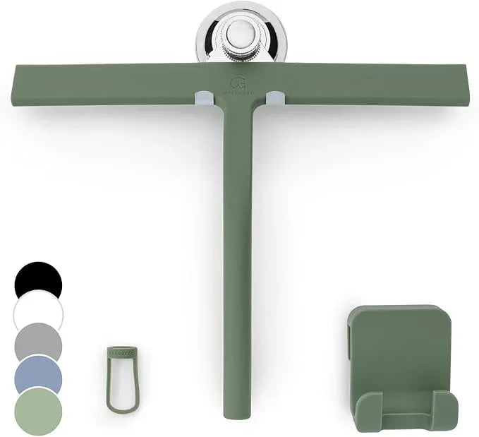 GÜTEWERK Shower Squeegee for Glass Doors, Silicone Window Squeegee, Bathroom and Glass Cleaning - Green - 11 Inch - NeatNest