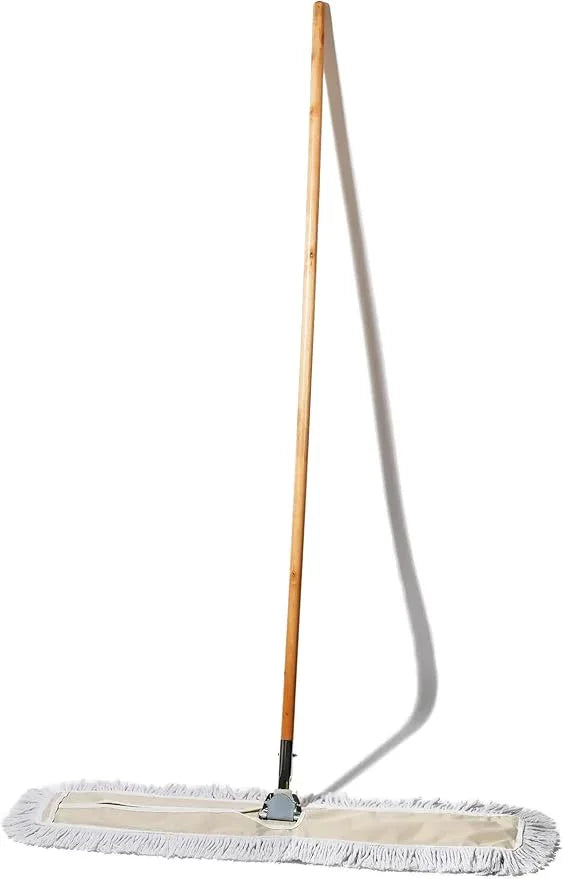 Commercial Dust Mop & Floor Sweeper, 36 in. Dust Mop for Hardwood Floors, Cotton Mop Head, Wooden Broom Handle, Industrial Dry Mop for Floor Cleaning & Janitorial Supplies - NeatNest