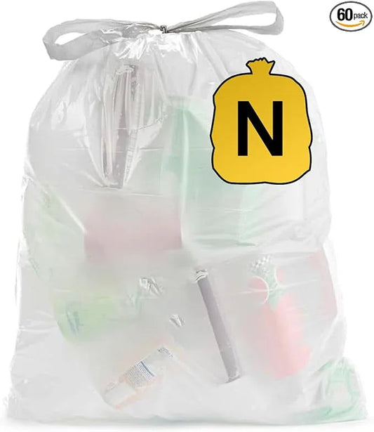 Ultrasac 13 Gallon 1.2 MIL White Drawstring Trash Bags - 23.5" x 31.25" - Pack of 60 - Fits simplehuman N - NeatNest