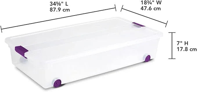 Sterilite 12-Pack ClearView Latch Box, Wheeled Underbed Organizer Bins for Home, 60 Quart - NeatNest