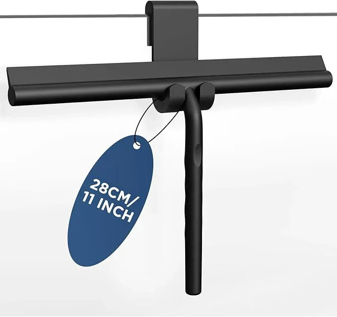 ecooe Silicone Shower Squeegee with Hanger, 11″/28cm Shower Squeegee for Glass Doors, Black Window Squeegee Scraper with Stainless Steel Core for Home Bathroom Kitchen Car Glass Doors - NeatNest
