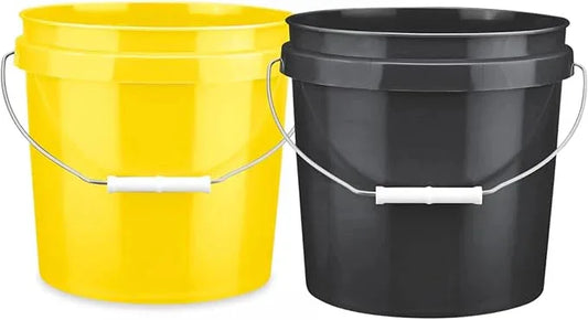 House Naturals 2 Gallon Black and Yellow Plastic Buckets Without lids BPA Free Food Grade Made in USA Pail (Pack of 2) - NeatNest