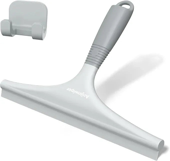 Silicone Shower Squeegee for Glass Doors with Hook, Window Squeegee for Shower Doors, Kitchen, Mirrors and Tiles, Glass Squeegee Bathroom Shower(10 inch, Gray) - NeatNest