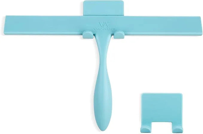 Squeegee for Shower Glass Door, 11-Inch Shower Squeegee for Glass Doors, Bathroom Silicone Squeegees Wiper for Shower with Non-Slip Handle, No-Drilling Silicone Hanging Hook, for Tiles (Blue) - NeatNest