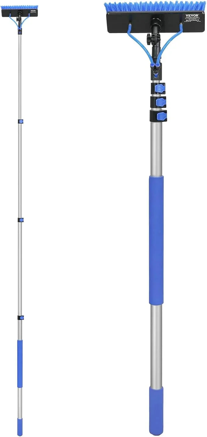 VEVOR Water Fed Pole Kit, 12FT Solar Panel Cleaning Pole with Extendable Handle, 180° Rotatable Brush Head & 65.6FT Hose, Household & Outdoor Window Cleaner Tool for Caravan Solar Panel Deck - NeatNest