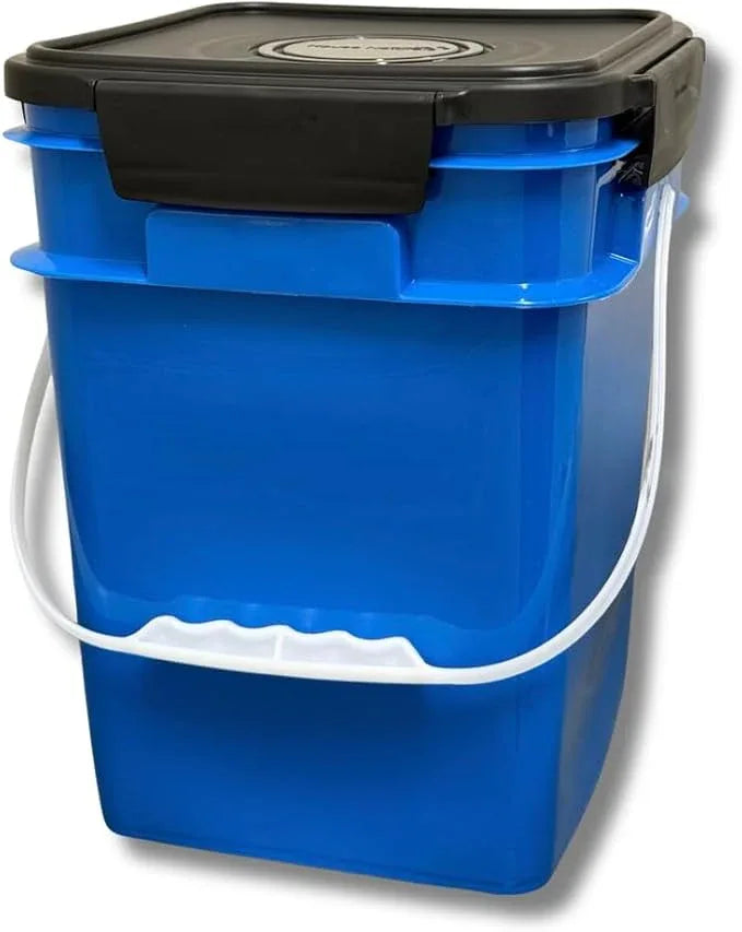 House Naturals 4 Gallon Square Food Grade Bucket Pail with Plastic Handles and Lid (Pack of 3) Made in USA containers (Blue) - NeatNest