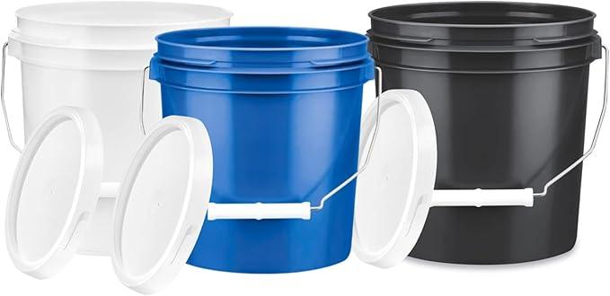 House Naturals 1 Gallon Plastic Bucket Container with Lid Food Grade BPA Free Made in USA (Pack of 6) - NeatNest