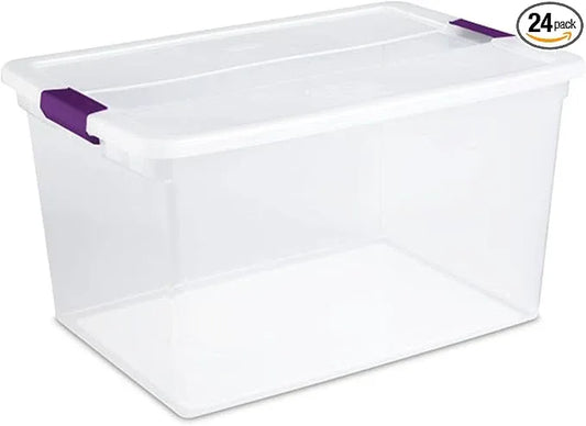 Sterilite 24-Pack 66 Quart ClearView Latch Box, Stackable Organizer Bins with Latching Lids - Clear Plastic Organization Containers for Closet, Bedroom, Shelving Units and Everyday Home Storage - NeatNest