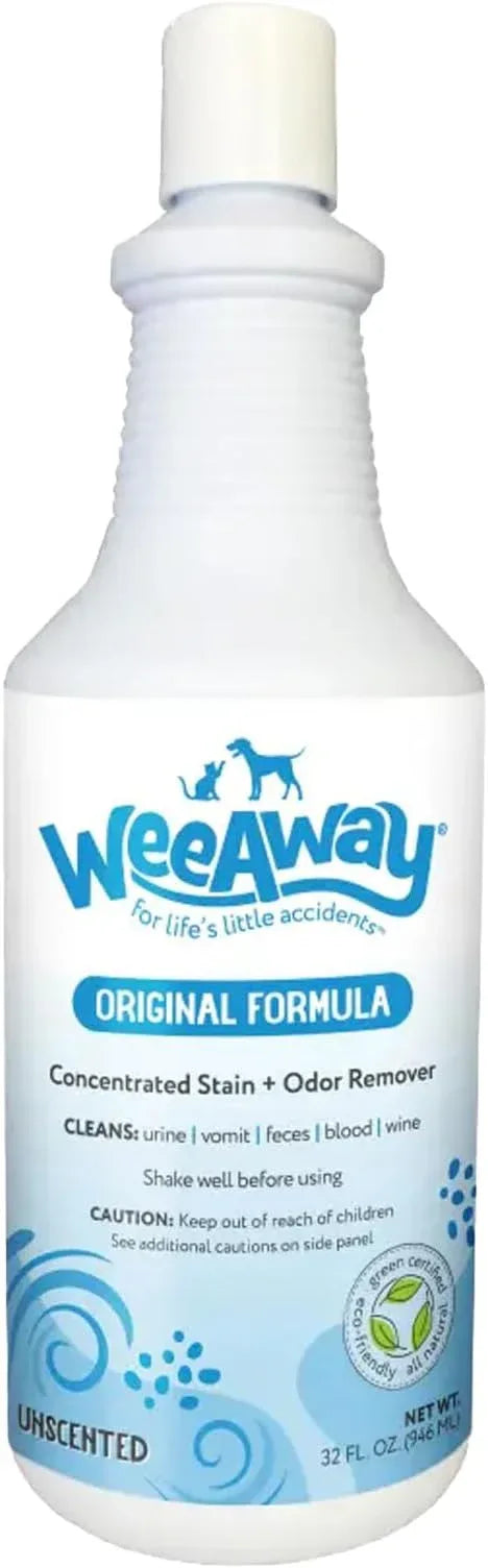 Wee Away Original Formula Concentrated Stain & Odor Remover, Enzyme Cleaner, Pet Urine Odor Eliminator for Home - Pet Mess Destroyer for Carpet & Furniture, Unscented, 32 fl oz - NeatNest