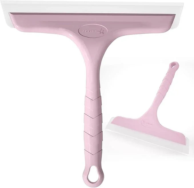 Shower Squeegee for Glass Doors, Bathroom Squeegee for Shower, Mini Window Squeegee, Home Bathroom Silicone Cleaner Tool, Suitable for Bathroom, Kitchen, Tile, Mirror, Car Glass, 8in Rose Pink - NeatNest