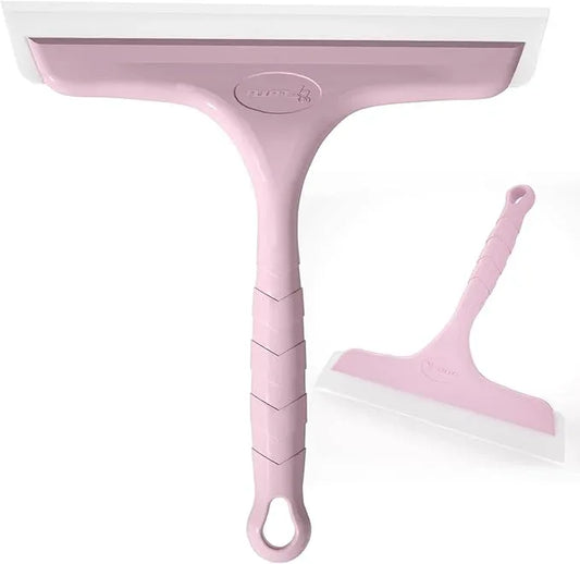 Shower Squeegee for Glass Doors, Bathroom Squeegee for Shower, Mini Window Squeegee, Home Bathroom Silicone Cleaner Tool, Suitable for Bathroom, Kitchen, Tile, Mirror, Car Glass, 8in Rose Pink - NeatNest
