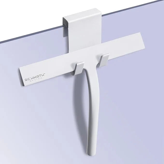 Shower Squeegee 9" with Silicone Hook - All Purpose Squeegee for Shower Glass Door Mirrors Bathroom Tiles Car Windows Glass Door Blade Showers - White - NeatNest