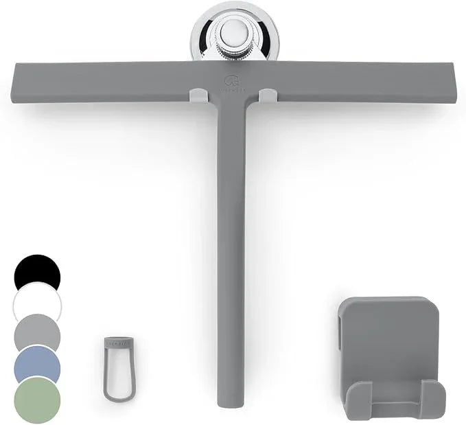 GÜTEWERK Shower Squeegee for Glass Doors, Silicone Window Squeegee, Bathroom and Glass Cleaning - Gray - 11 Inch - NeatNest
