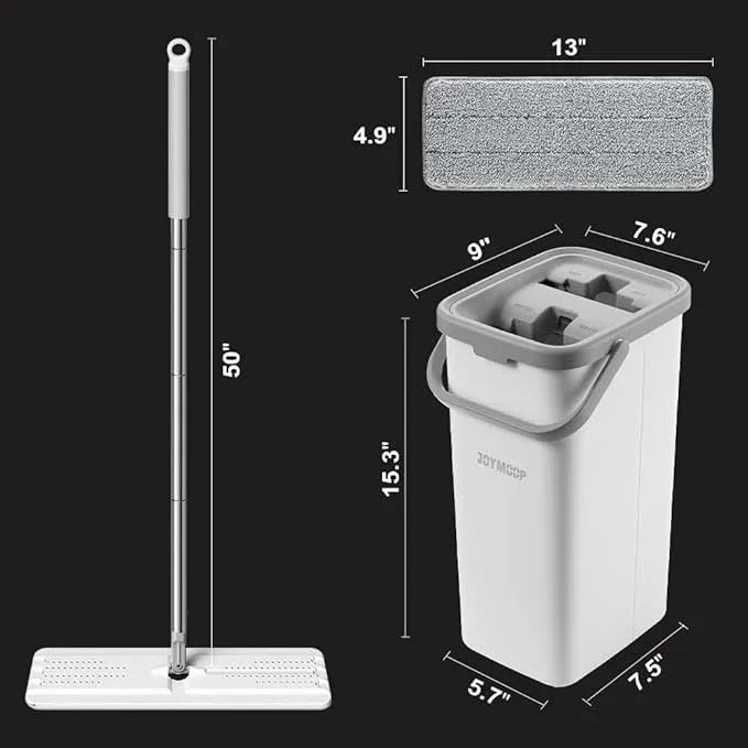 JOYMOOP Mop and Bucket Set, Dust Mops for Floor Cleaning, Wall Mop with 4 Microfiber Mop Head Replacement - NeatNest