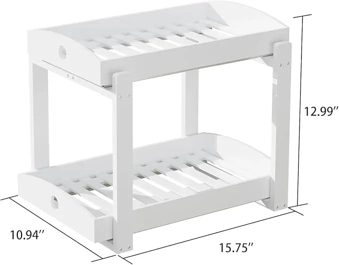 Bamboo Wood Under Sink Organizer 1 Pack, Pull Out Cabinet Organizer 2 Tier Under Sink Organizers and Storage with Sliding Drawer Sturdy Easy Assembly for Kitchen Bathroom Undersink (White, 2 Packs) - NeatNest