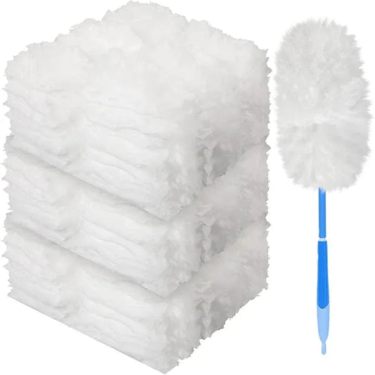 Vesici 150 Pcs Duster Refills Compatible with Swiffer Dusters Bulk Disposable Replacement Thickened with 1 Handle Heavy Duty for Cleaning, Office (White) - NeatNest